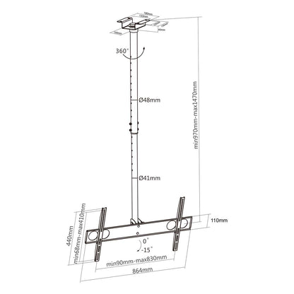 Full-Motion Height-Adjustable TV Ceiling Mount, for 37" to 75" Displays Image 8