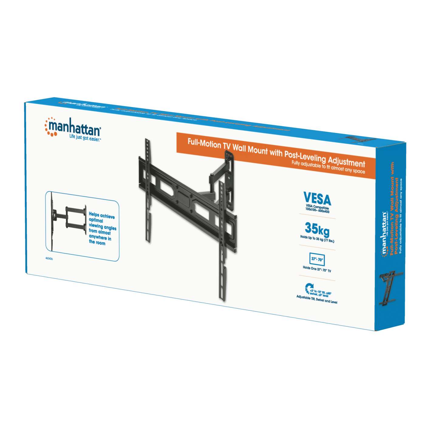 Full-Motion TV Wall Mount with Post-Leveling Adjustment, for 37" to 70" Packaging Image 2
