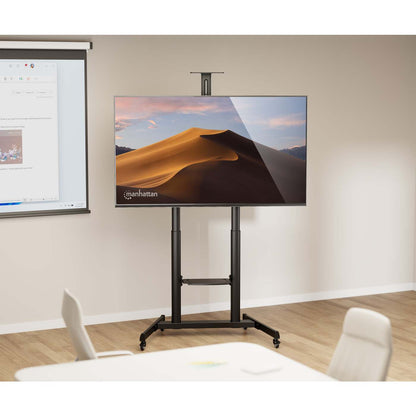 Large-Screen Multimedia TV Cart with Tool-Free Height Adjustment, for 60" to 120" Displays Image 2