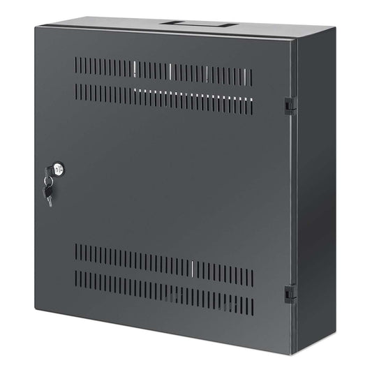 Low-Profile 19" Wall Mount Network Cabinet with 4U Horizontal and 2U Vertical Rails, Black Image 1