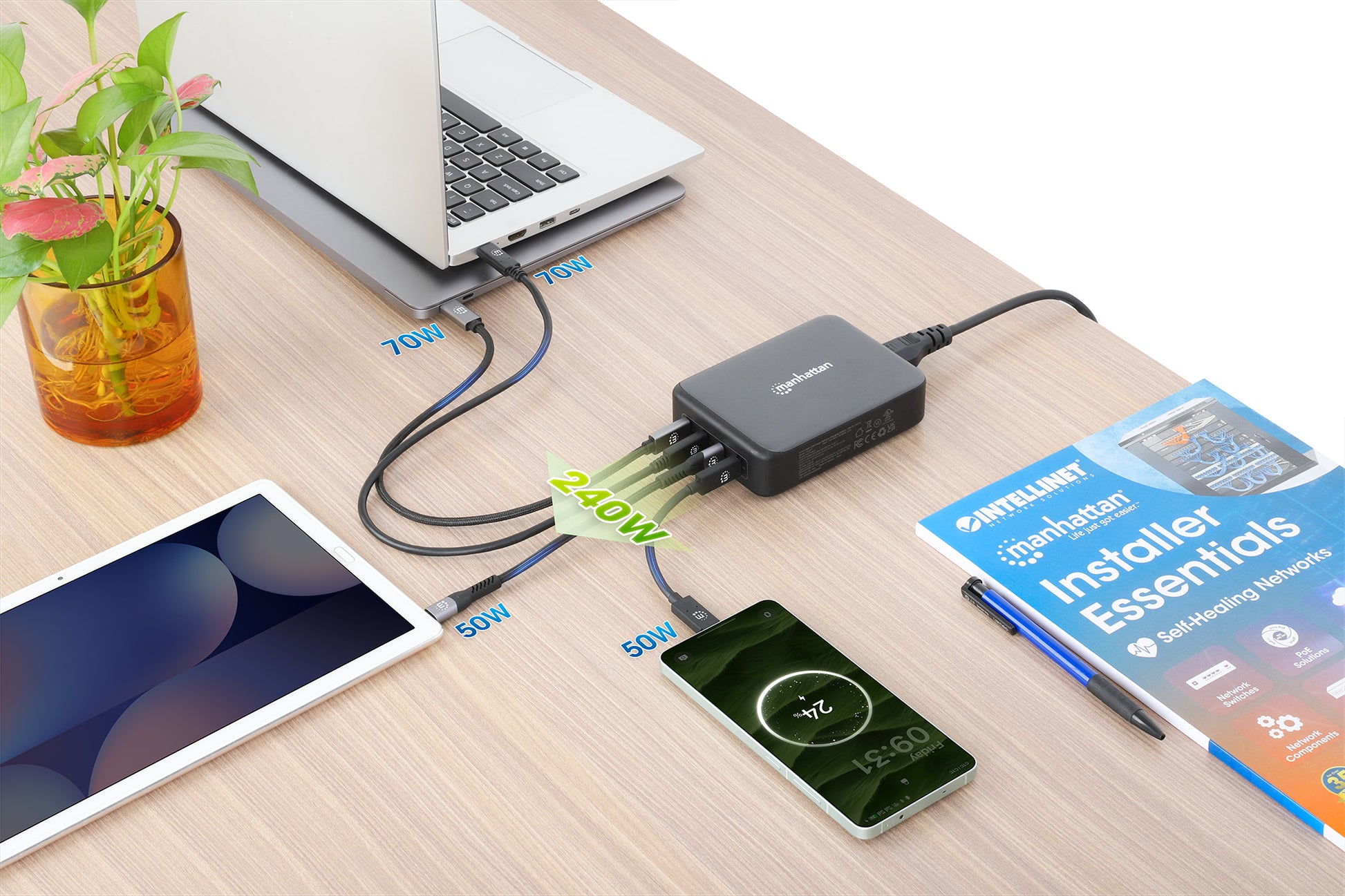 4-Port GaN USB Power Delivery Charging Station - 240 W / PD 3.1 Image 3