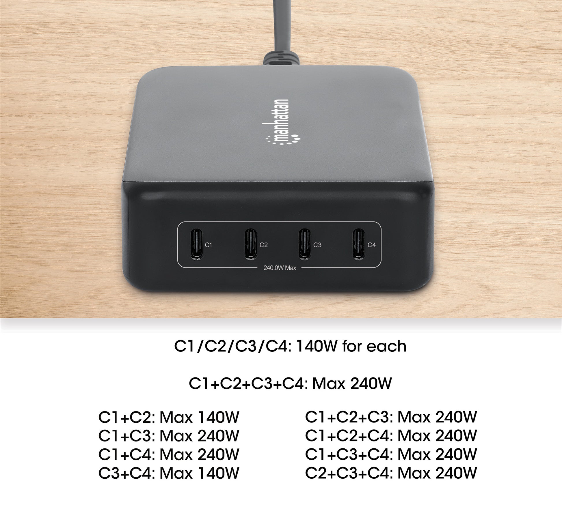 4-Port GaN USB Power Delivery Charging Station - 240 W / PD 3.1 Image 6