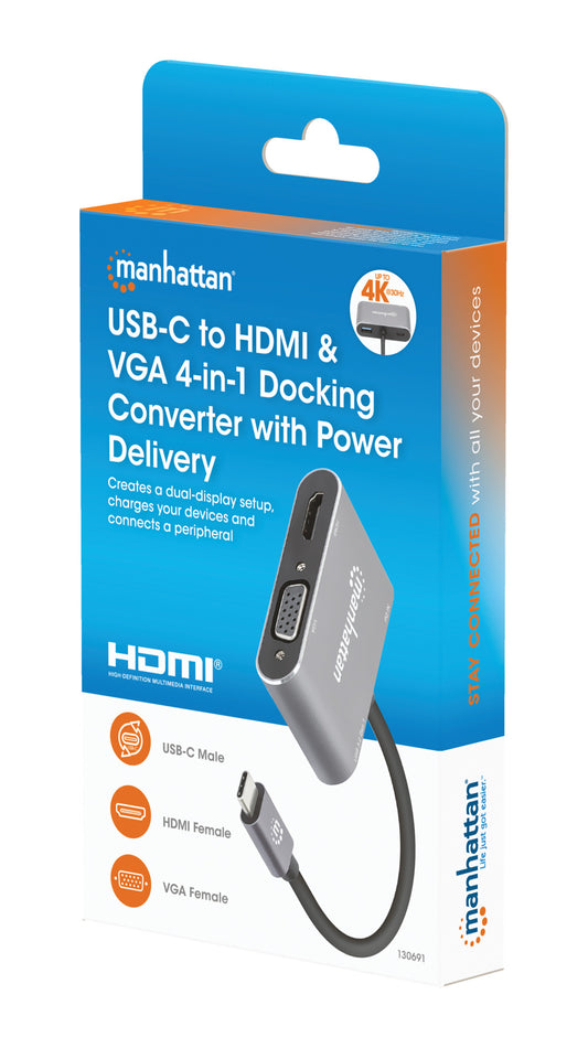 USB-C to HDMI & VGA 4-in-1 Docking Converter with Power Delivery Packaging Image 2