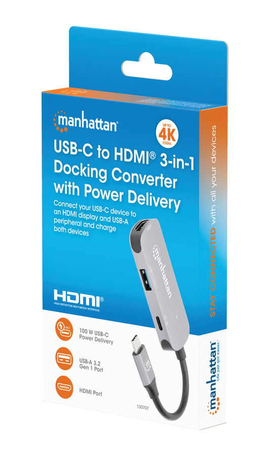 USB-C to HDMI (4K@30Hz) 3-in-1 Docking Converter with Power Delivery Packaging Image 2