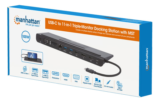 USB-C 11-in-1 Triple-Monitor Docking Station with MST Packaging Image 2