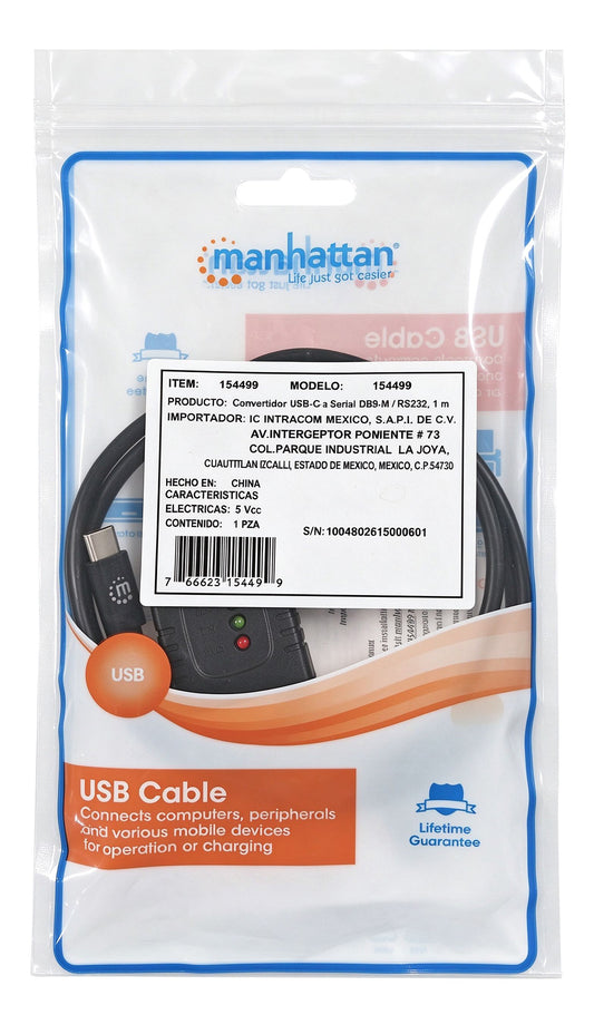 USB-C to Serial DB9 / RS232 Adapter Cable, 1 m (3 ft.) Packaging Image 2