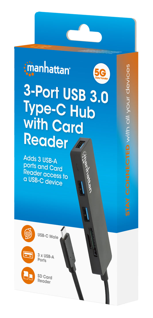 3-Port USB 3.0 Type-C Hub with Card Reader Packaging Image 2