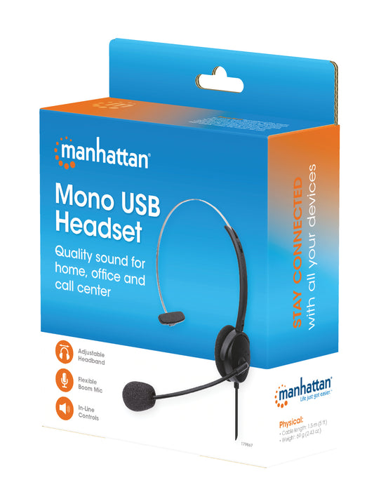 Mono USB Headset, On-Ear, Retail Box Packaging Packaging Image 2