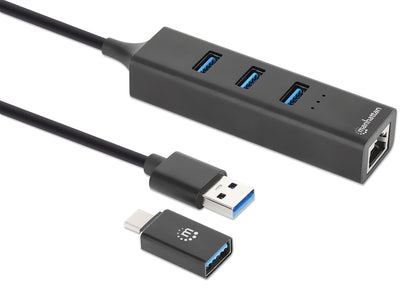 3-Port USB 3.0 Type-C/A Combo Hub with Gigabit Ethernet Network Adapter Image 3
