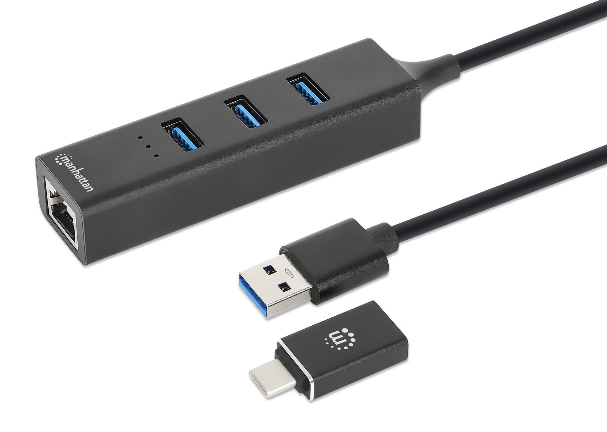 3-Port USB 3.0 Type-C/A Combo Hub with Gigabit Ethernet Network Adapter Image 1