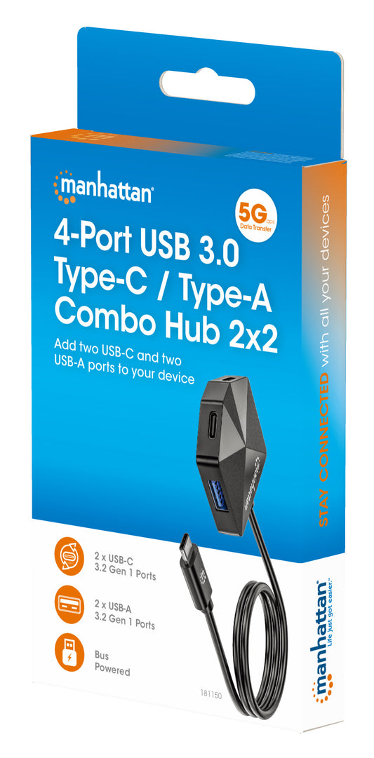 4-Port USB 3.0 Type-C / Type-A Combo Hub 2x2 Packaging Image 2
