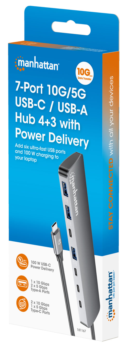 7-Port 10G/5G USB-C / USB-A Hub 4+3 with Power Delivery Packaging Image 2