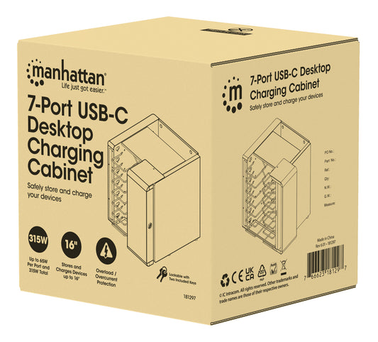 7-Port USB-C Desktop Charging Cabinet - 65W per Port Packaging Image 2