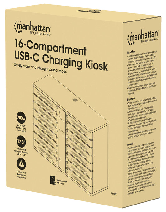 16-Compartment USB-C Charging Kiosk - 65W per Port Packaging Image 2