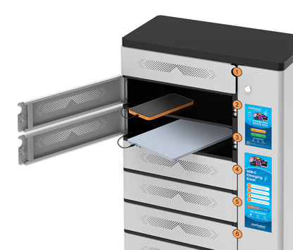 16-Compartment USB-C Charging Kiosk - 65W per Port Image 6