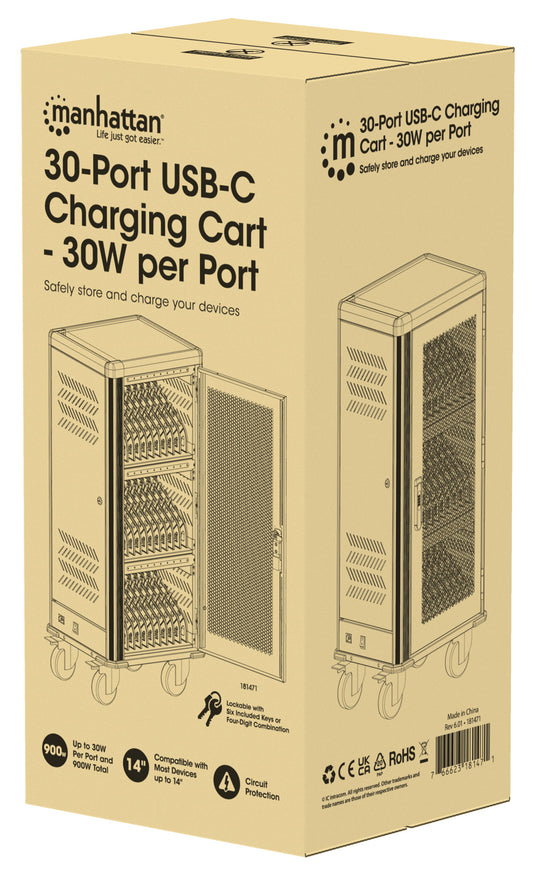 30-Port USB-C Charging Cart - 30W per Port Packaging Image 2