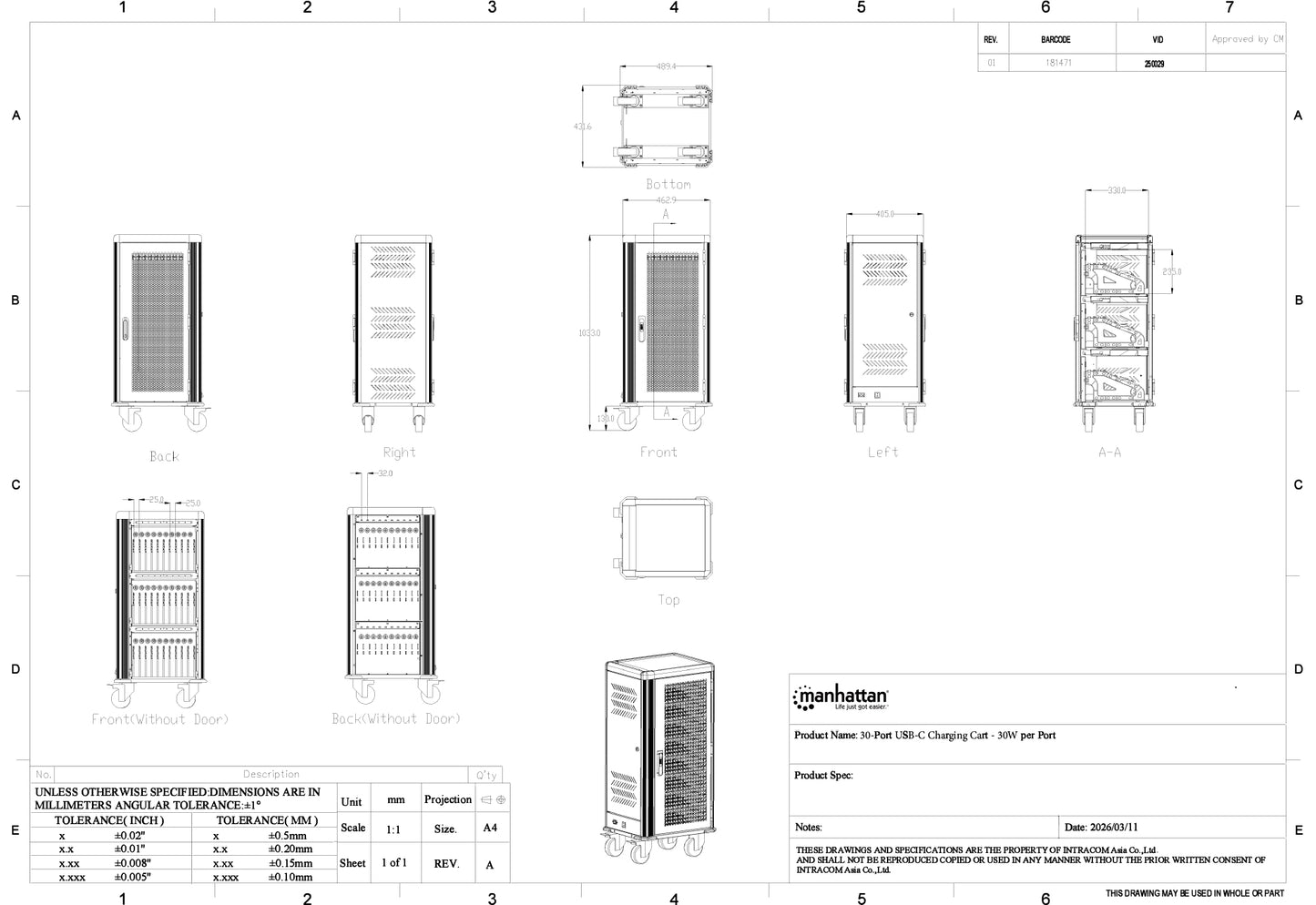 30-Port USB-C Charging Cart - 30W per Port Image 15