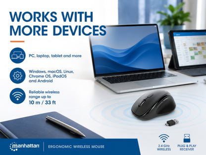 Ergonomic Wireless Mouse with 2-in-1 USB Receiver Image 11