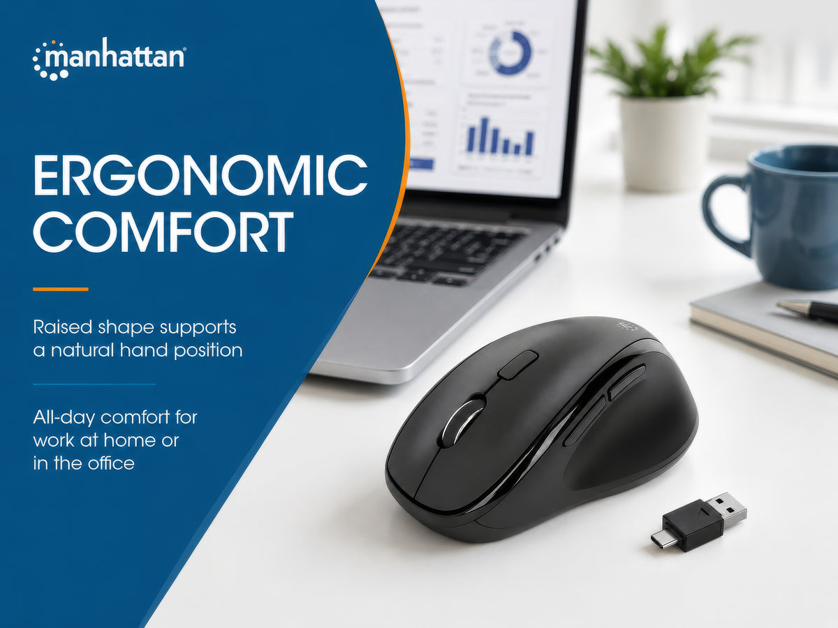 Ergonomic Wireless Mouse with 2-in-1 USB Receiver Image 13