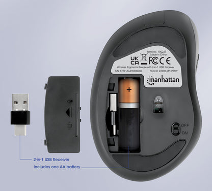 Ergonomic Wireless Mouse with 2-in-1 USB Receiver Image 7