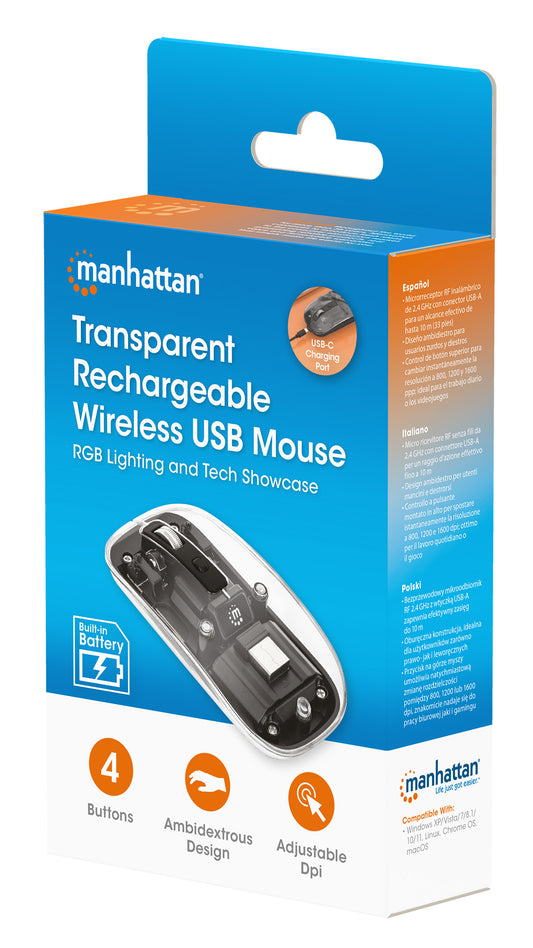 Transparent Rechargeable Wireless USB Mouse Packaging Image 2
