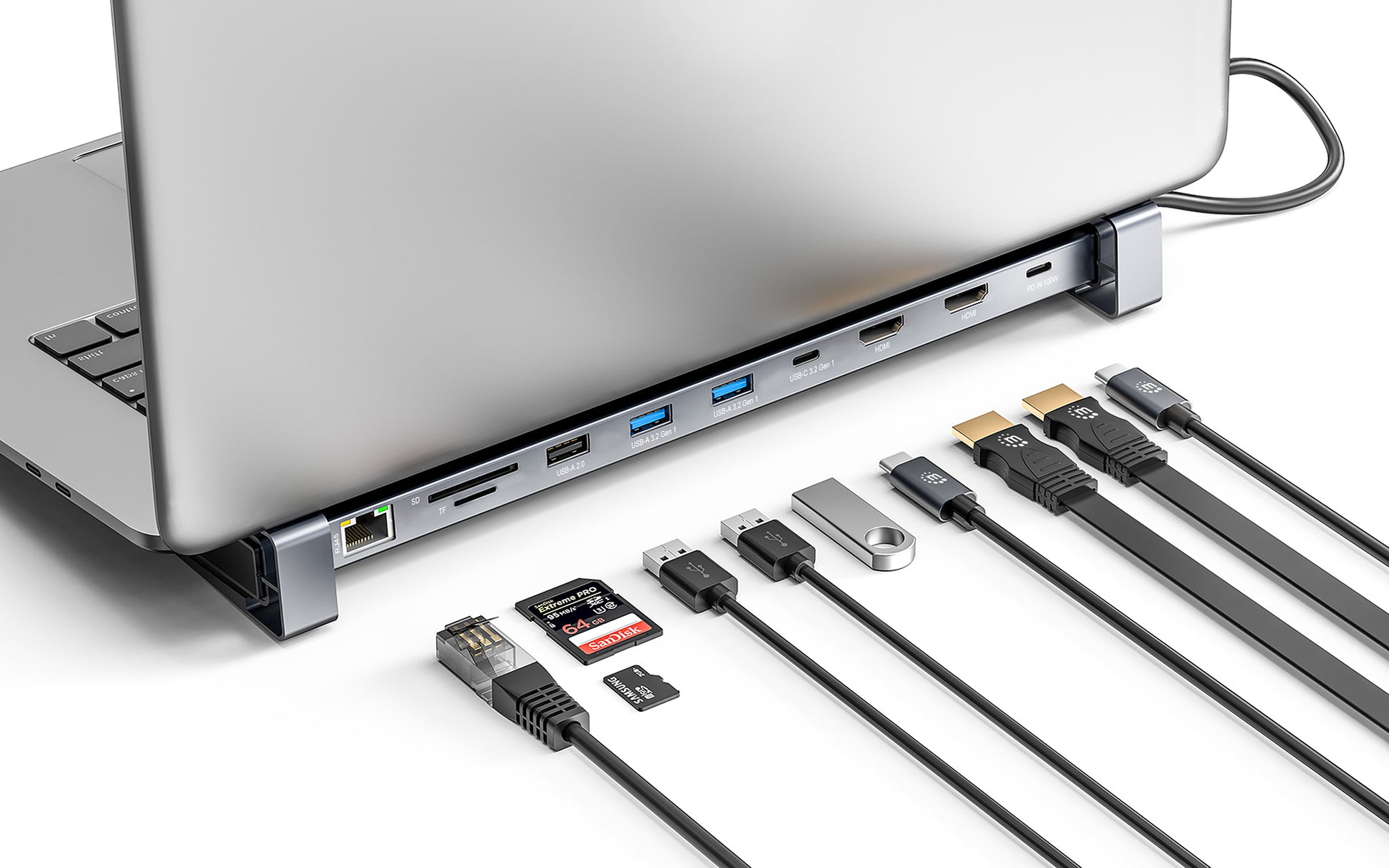 USB-C PD 10-in-1 Dual-HDMI Monitor Docking Station / Multiport Hub Image 3