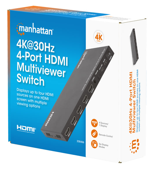 4K@30Hz 4-Port HDMI Multiviewer Switch Packaging Image 2
