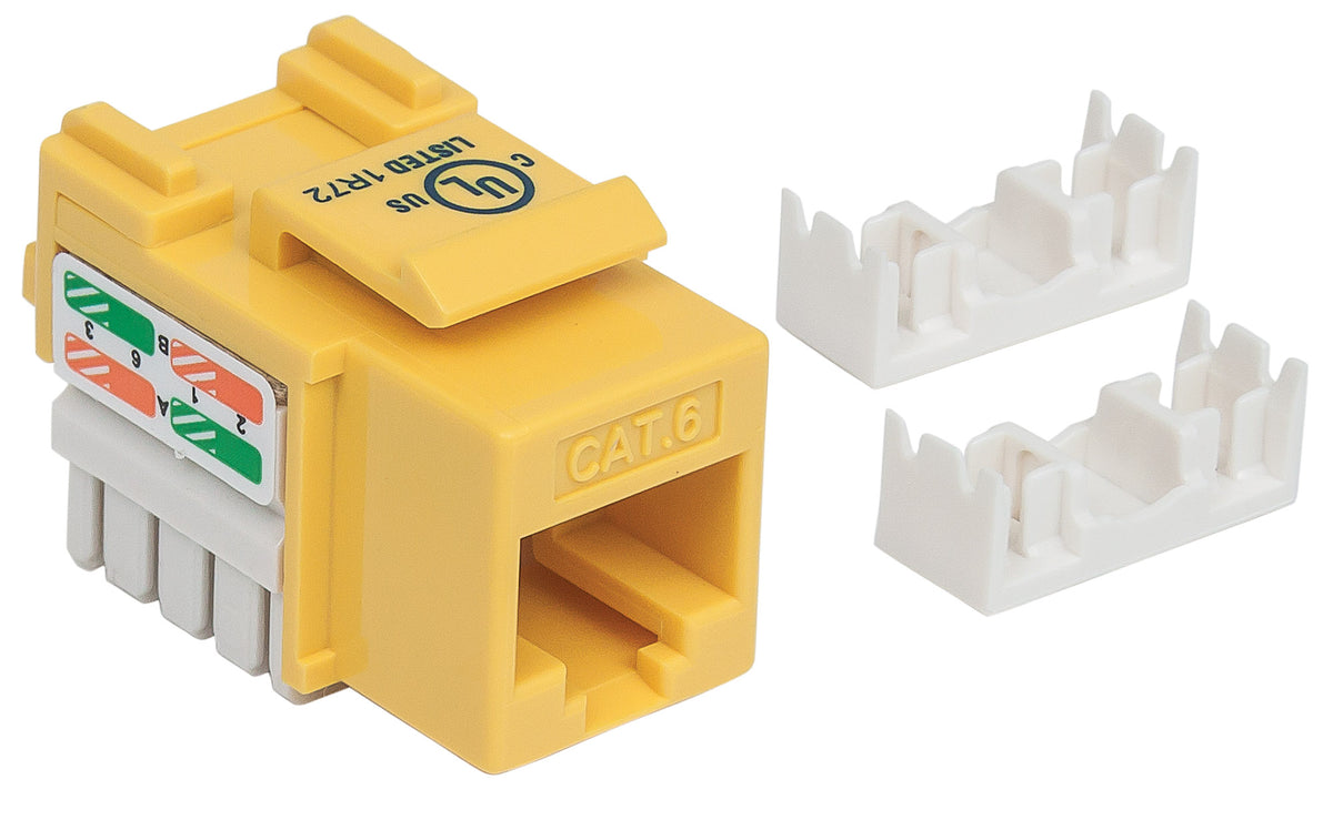 Cat6 Punch-Down Keystone Jack, Yellow Image 3