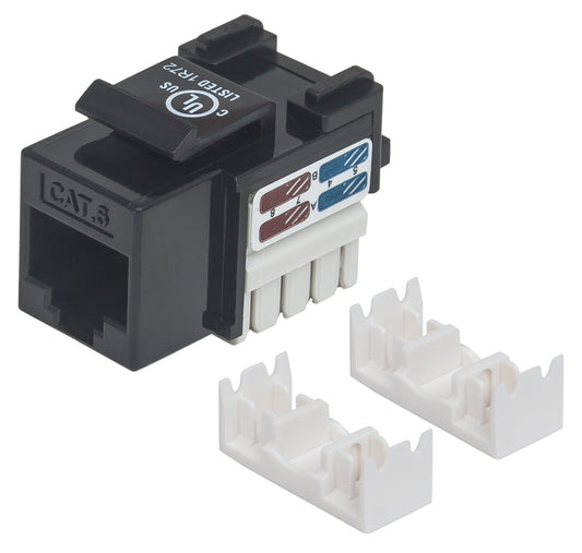 Cat6 Punch-Down Keystone Jack, Black Image 1