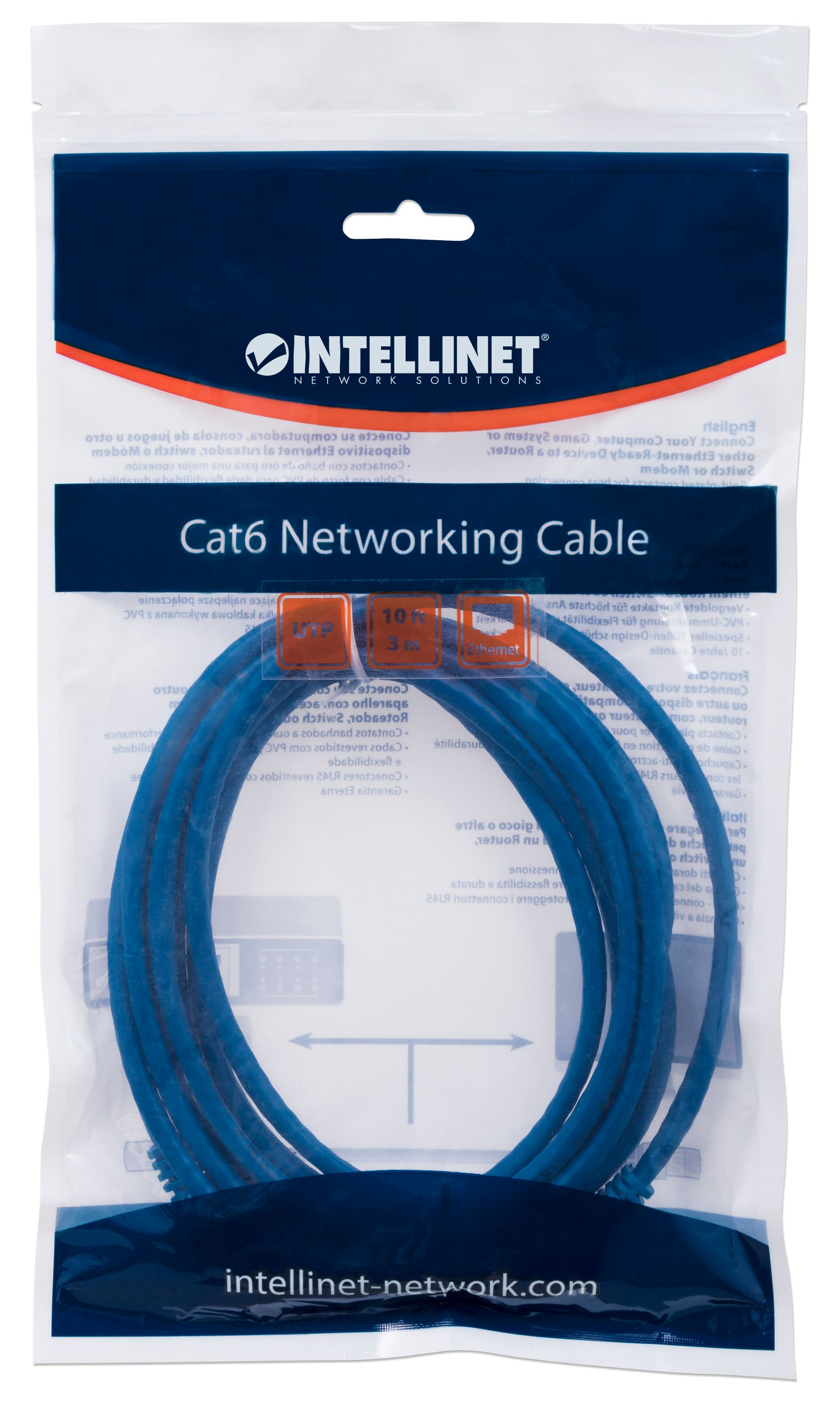 Cat6 U/UTP Network Patch Cable, 3 m (10 ft.), Blue Packaging Image 2