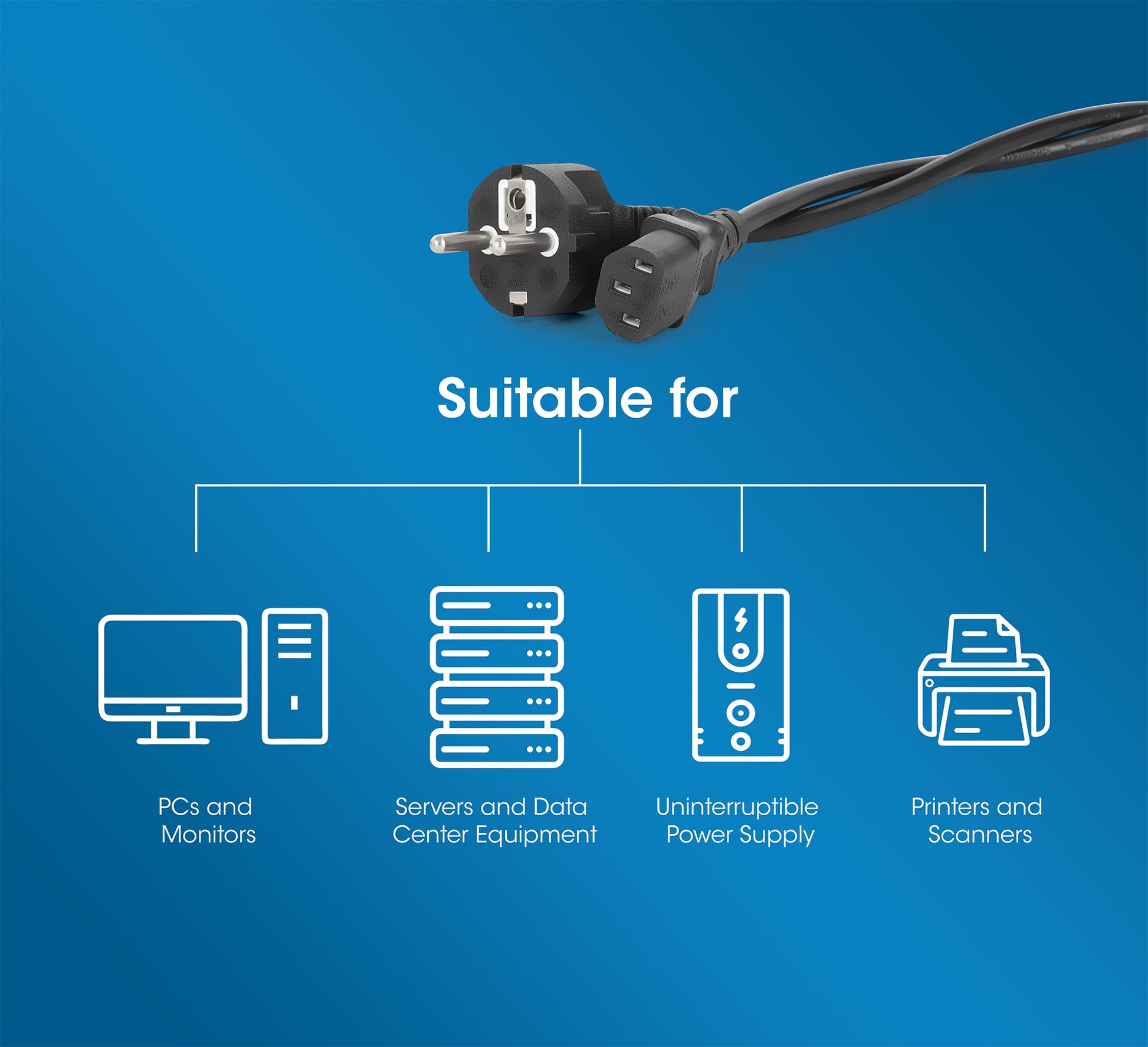 EU Power Cable C13 to CEE 7/7, 1 m Image 7