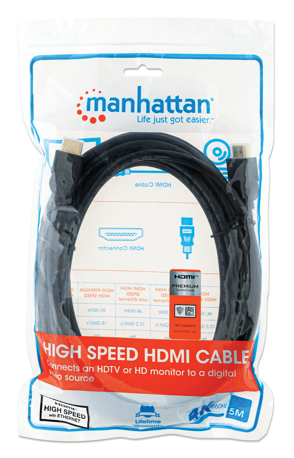 4K@60Hz Certified Premium High Speed HDMI Cable with Ethernet, 5 m (15 ft.) Packaging Image 2