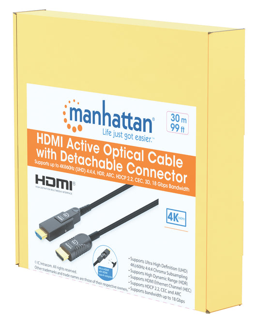 High-Speed HDMI Active Optical Cable with Detachable Connector, 30 m (100 ft.) Packaging Image 2