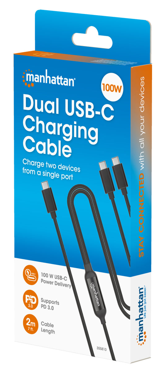 Dual USB-C Charging Cable 100 W, 2 m (7 ft.) Packaging Image 2