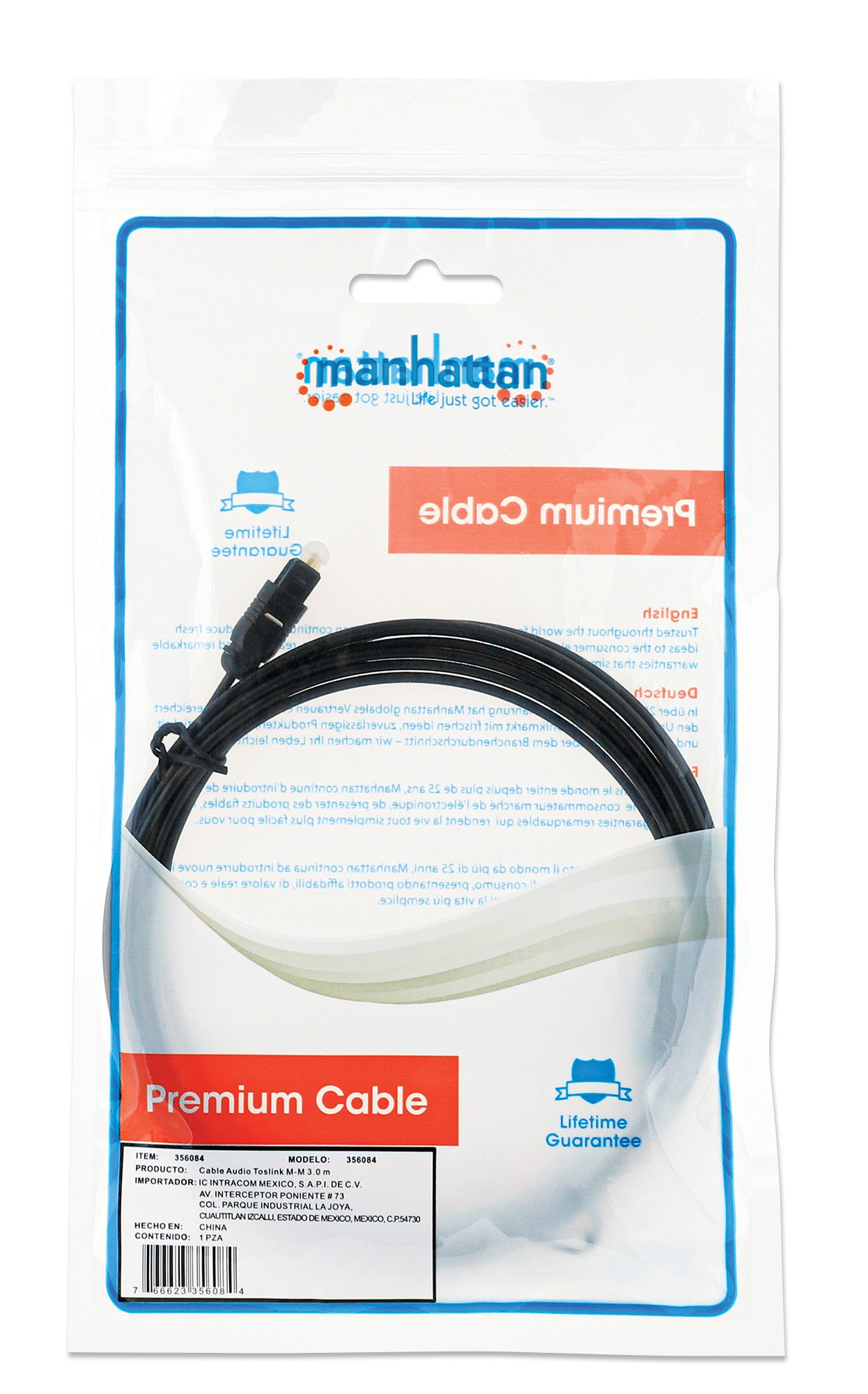 Toslink Digital Optical Audio Cable Packaging Image 2