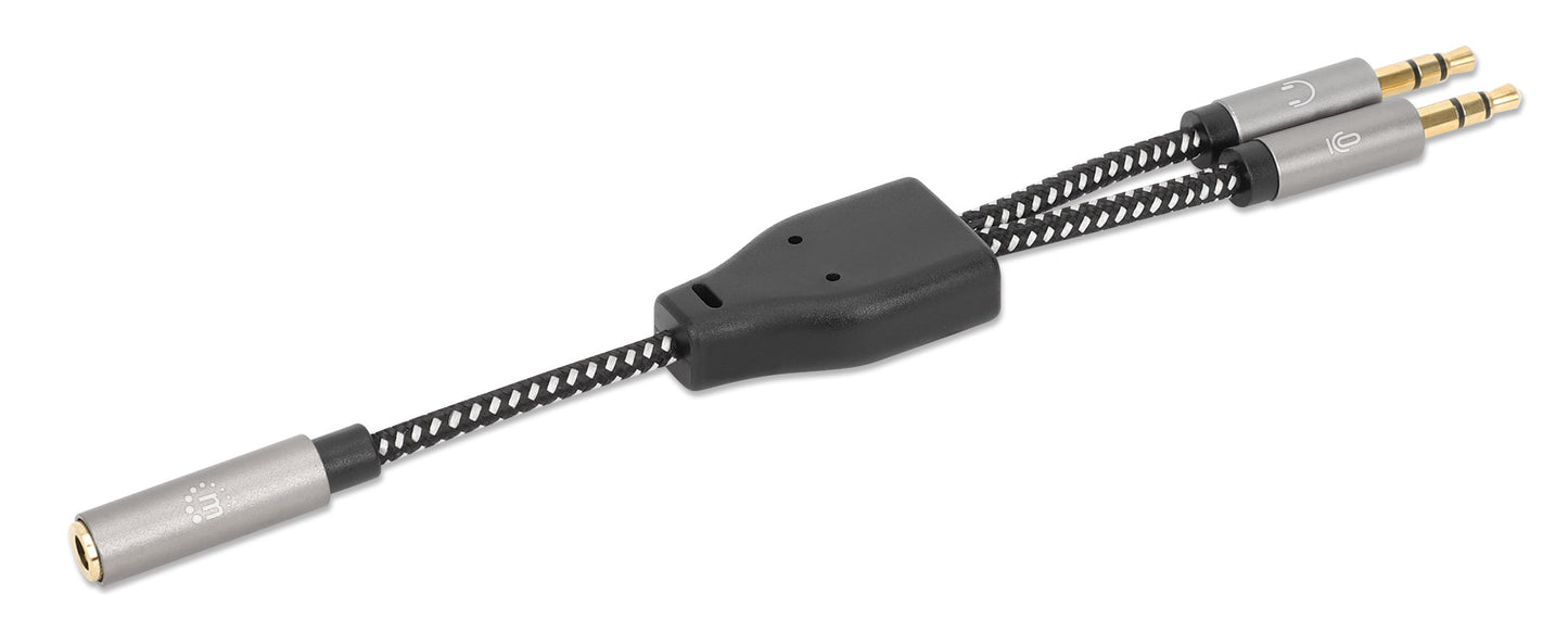 Headset Adapter Cable with Stereo Audio Aux Y-Splitter Image 1