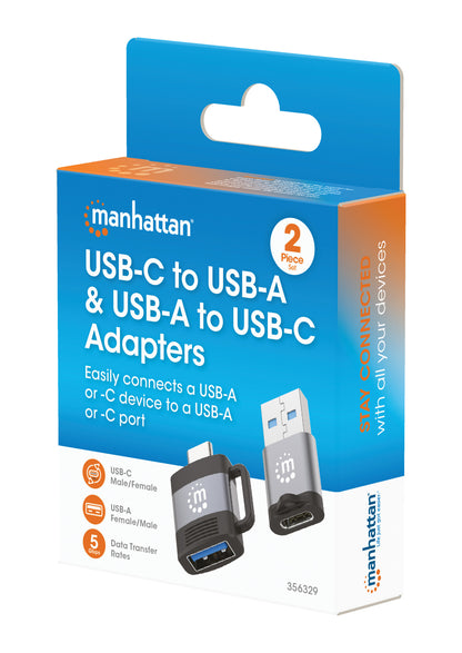 2-Piece Set: USB-C to USB-A & USB-A to USB-C Adapters Packaging Image 2