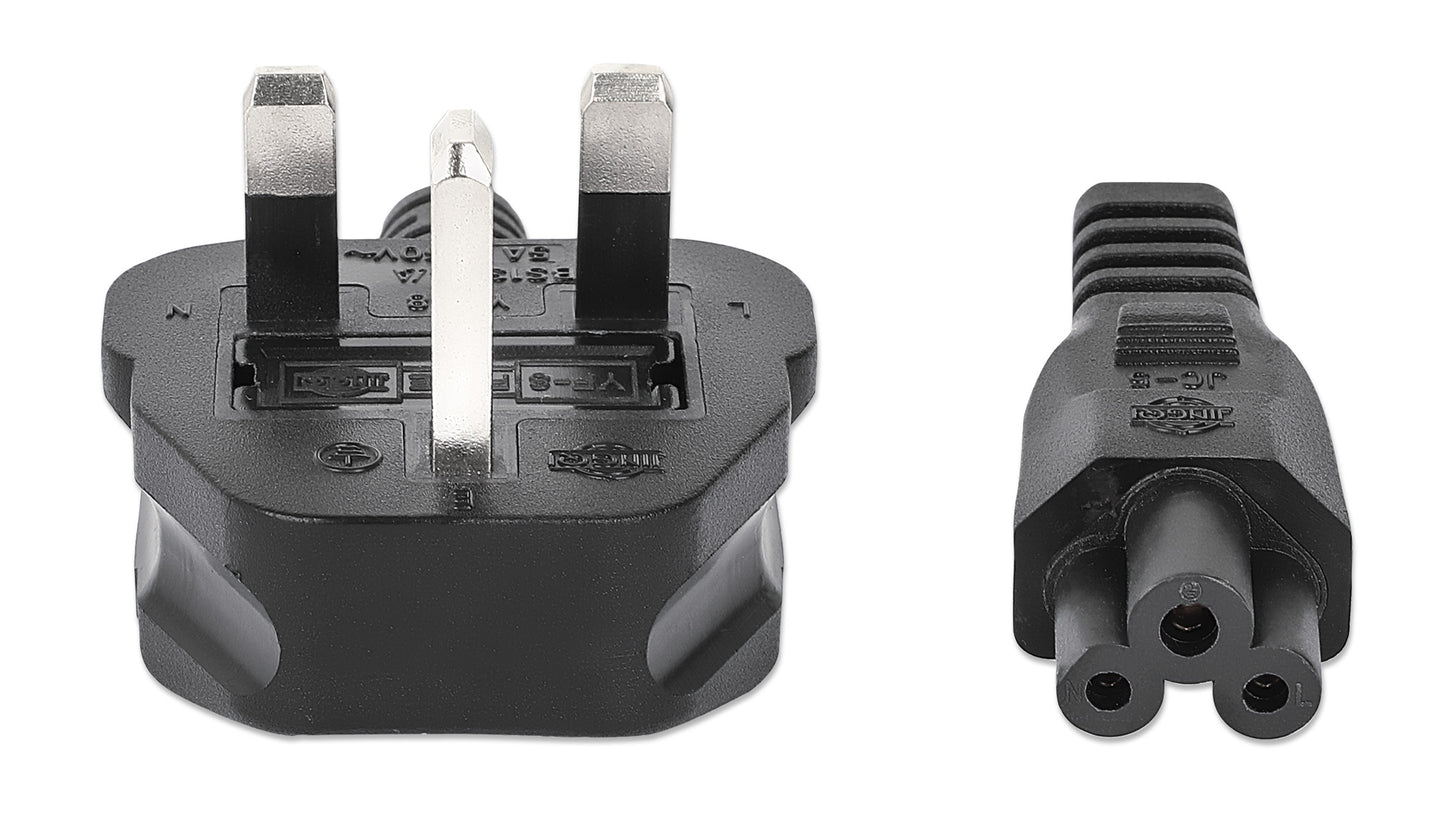 UK Power Cable C5 to BS1363, 1.8 m Image 3