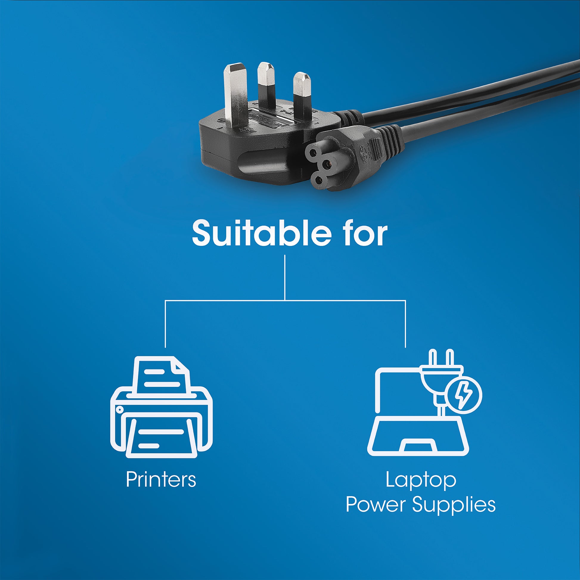 UK Power Cable C5 to BS1363, 1.8 m Image 7