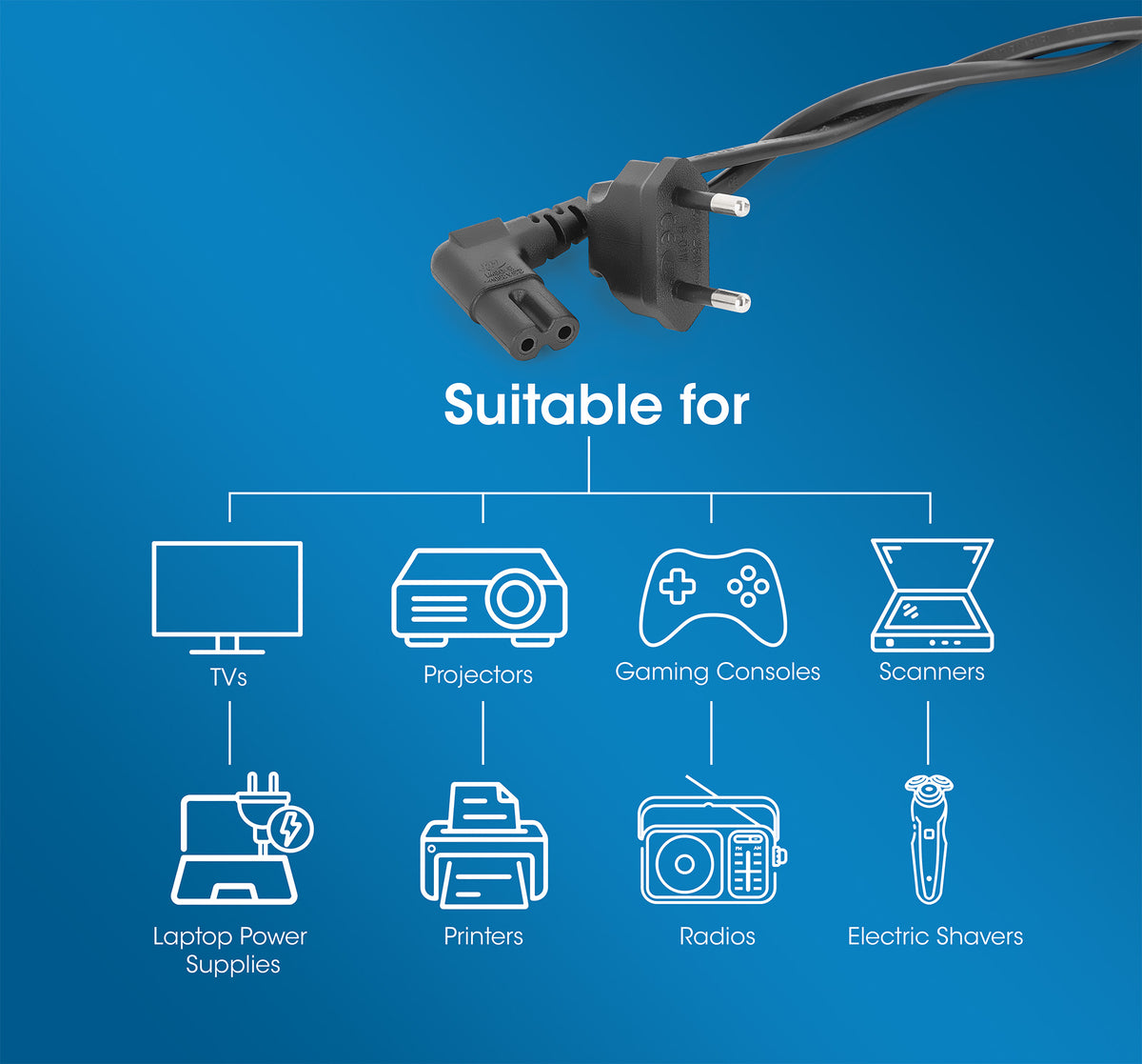 Angled EU Power Cable C7 to CEE 7/16, 2 m Image 7