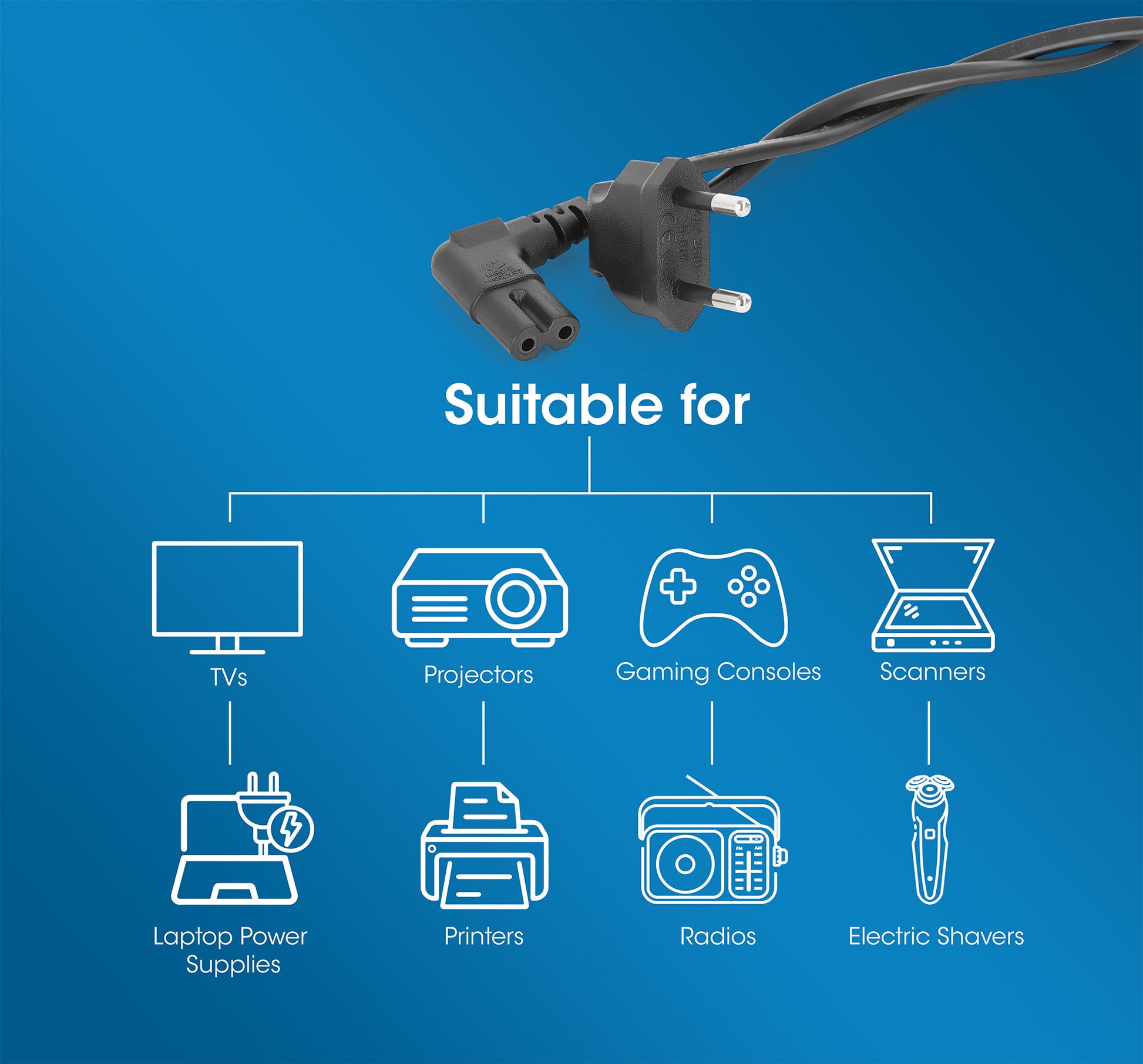 Angled EU Power Cable C7 to CEE 7/16, 2 m Image 7