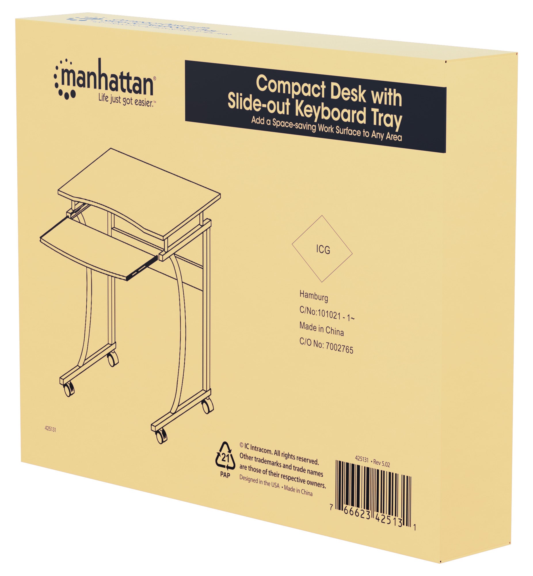 Compact Desk with Slide-out Keyboard Tray Packaging Image 2