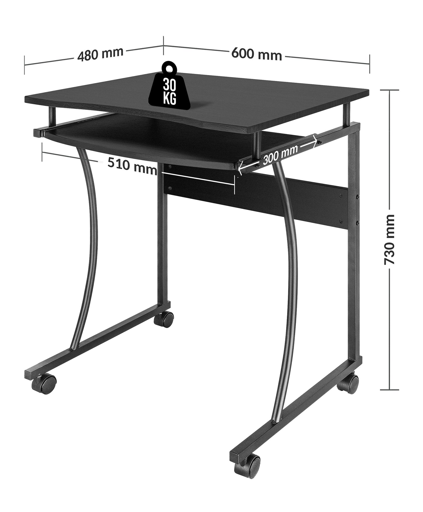 Compact Desk with Slide-out Keyboard Tray Image 9
