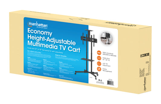 Economy Height-Adjustable Multimedia TV Cart, for 37" to 70" Displays Packaging Image 2