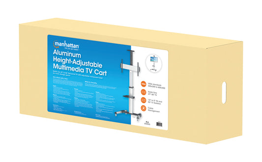 Aluminum Height-Adjustable Multimedia TV Cart, for 37" to 65" Displays Packaging Image 2