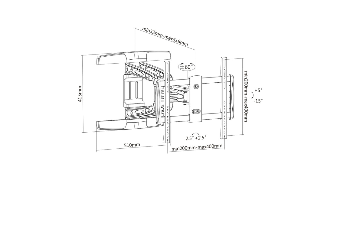 Universal Aluminum LCD Full-Motion Wall Mount, for 32" to 55" Displays Image 5