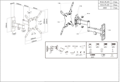 Articulating TV Wall Mount, for 13" to 43" Displays Image 6