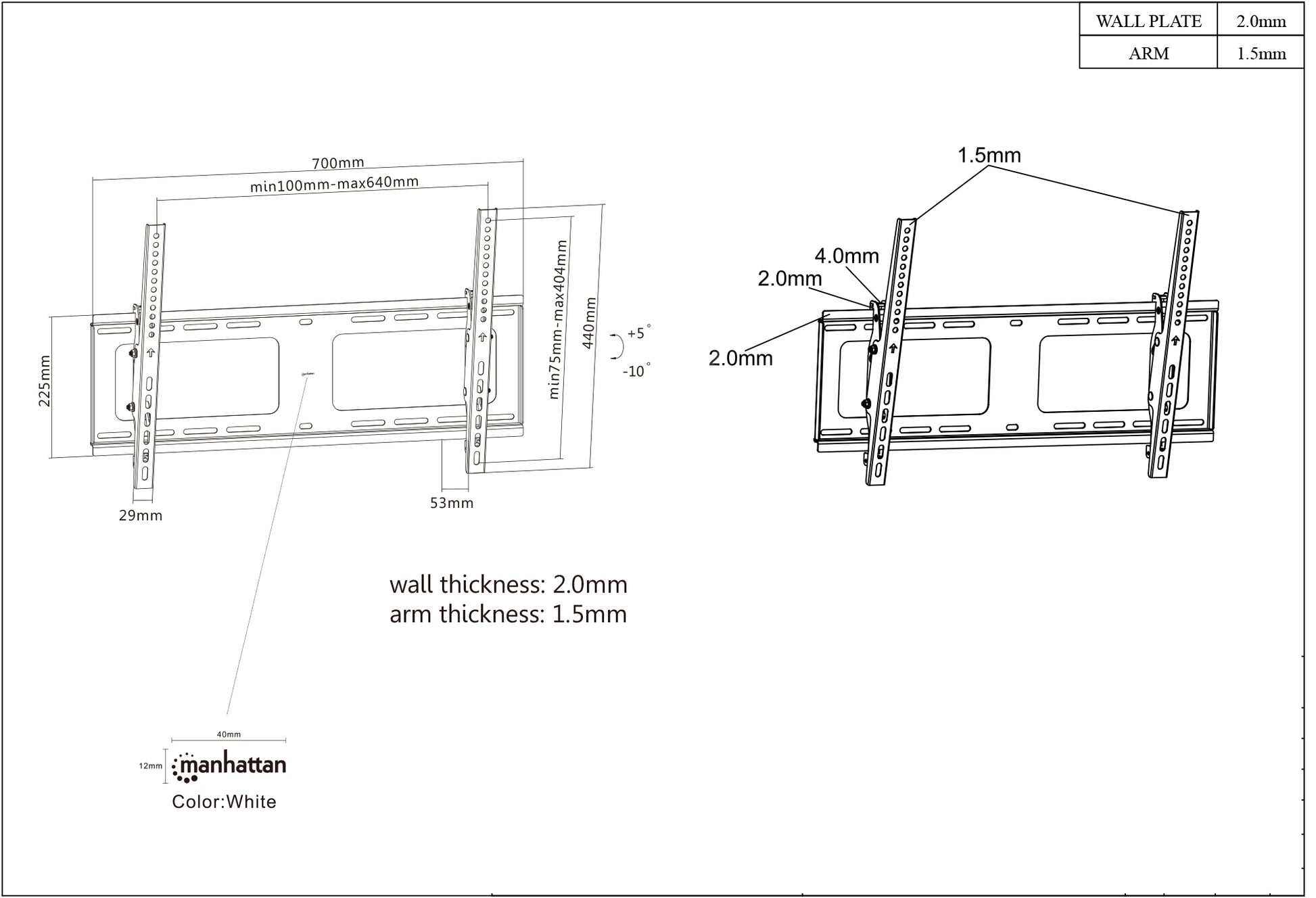 Tilting TV Wall Mount with Post-Leveling Adjustment, for 37" to 80" Displays Image 7