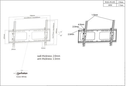 Tilting TV Wall Mount with Post-Leveling Adjustment, for 37" to 80" Displays Image 7