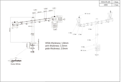 Dual Monitor Mount with Double-Link Swing Arms, for 13" to 32" Displays Image 6